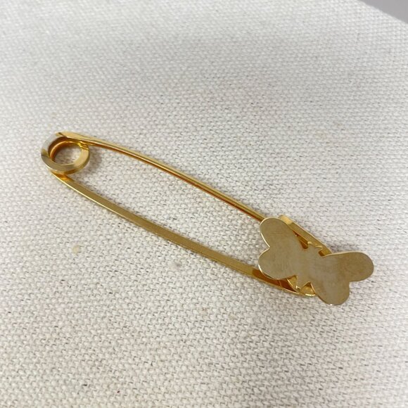 Butterfly Safety Pin‎ Brooch Gold-Tone Feminine Dainty Minimal Coquette - Picture 2 of 6